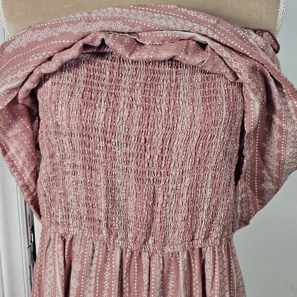 JAPNA Strapless Smocked Wide Leg Jumpsuit Boho Cottage Hippie Festival Sz XL - Picture 5 of 8